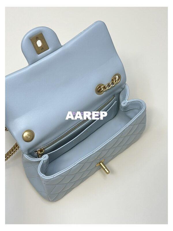 Replica Chanel Lambskin Flap Bag with Camellia Crush Chain AS4041 Cloud Blue 15