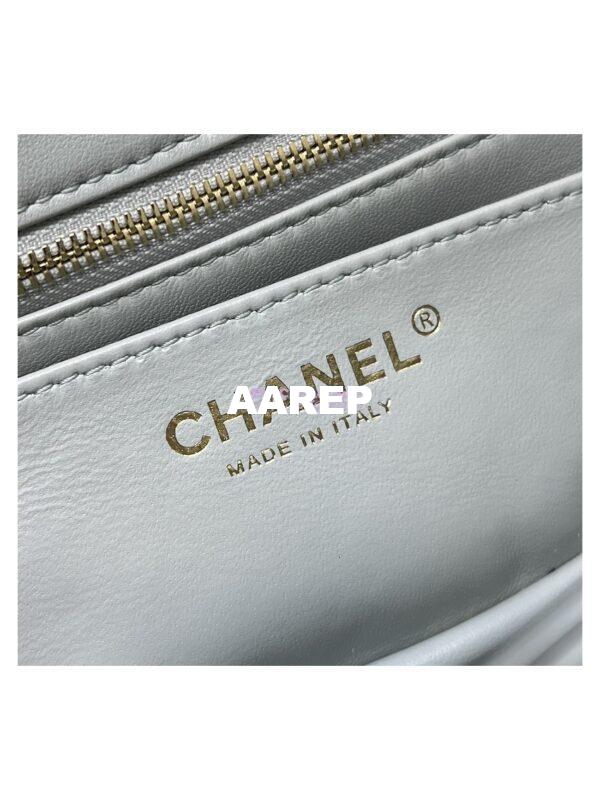 Replica Chanel Lambskin Flap Bag with Camellia Crush Chain AS4041 Cloud Blue 18