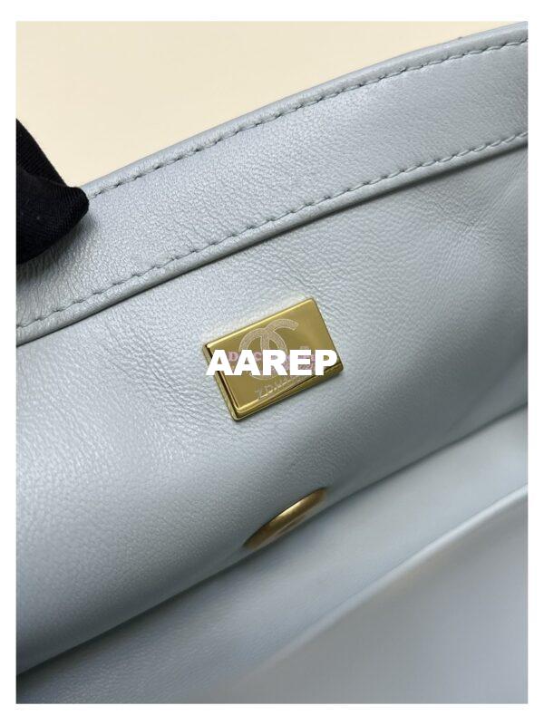 Replica Chanel Lambskin Flap Bag with Camellia Crush Chain AS4041 Cloud Blue 19