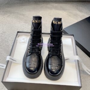 Replica Chanel 23CC Logo Calfskin Lace-Ups G45124 Black