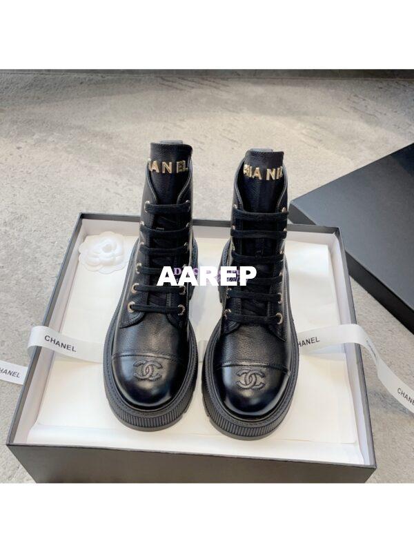 Replica Chanel 23CC Logo Calfskin Lace-Ups G45124 Black 3