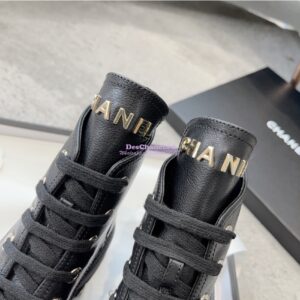 Replica Chanel 23CC Logo Calfskin Lace-Ups G45124 Black 2