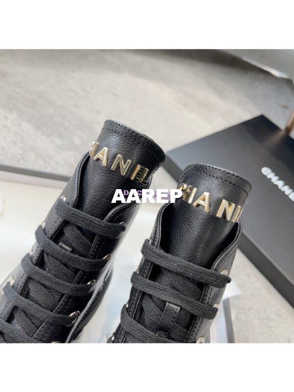 Replica Chanel 23CC Logo Calfskin Lace-Ups G45124 Black 4