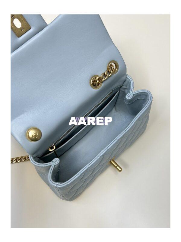 Replica Chanel Lambskin Mini Flap Bag with Camellia Crush Chain AS4040 Cloud Blue 13