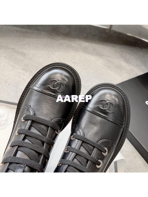 Replica Chanel 23CC Logo Calfskin Lace-Ups G45124 Black 5
