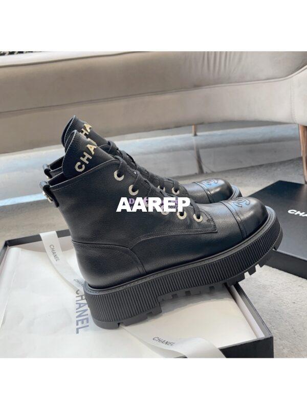 Replica Chanel 23CC Logo Calfskin Lace-Ups G45124 Black 6