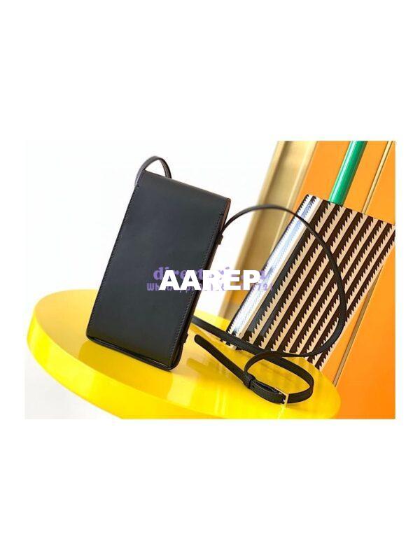 Replica YSL Saint Laurent Tuc Phone Pouch With Strap In Supple Calfskin 6677182 Black 12