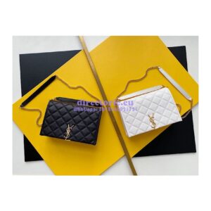 Replica YSL Saint Laurent Becky Mini Chain Bag In Carré-Quilted Lambskin 6292461 Blanc