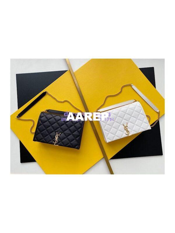 Replica YSL Saint Laurent Becky Mini Chain Bag In Carré-Quilted Lambskin 6292461 Blanc 3