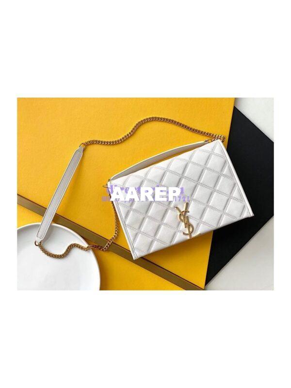 Replica YSL Saint Laurent Becky Mini Chain Bag In Carré-Quilted Lambskin 6292461 Blanc 5