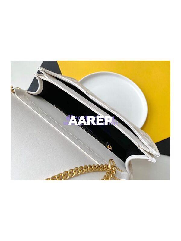 Replica YSL Saint Laurent Becky Mini Chain Bag In Carré-Quilted Lambskin 6292461 Blanc 10