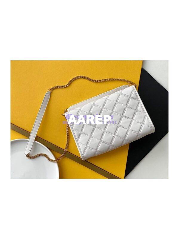 Replica YSL Saint Laurent Becky Mini Chain Bag In Carré-Quilted Lambskin 6292461 Blanc 12