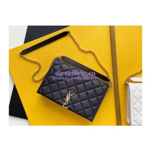 Replica YSL Saint Laurent Becky Mini Chain Bag In Carré-Quilted Lambskin 6292461 black