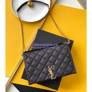 Replica YSL Saint Laurent Becky Mini Chain Bag In Carré-Quilted Lambskin 6292461 black 2