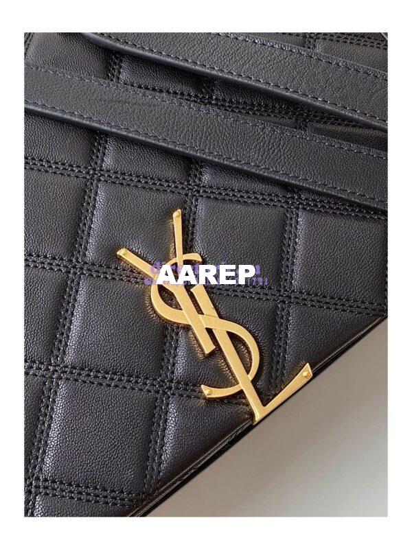 Replica YSL Saint Laurent Becky Mini Chain Bag In Carré-Quilted Lambskin 6292461 black 3