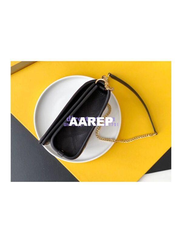 Replica YSL Saint Laurent Becky Mini Chain Bag In Carré-Quilted Lambskin 6292461 black 4
