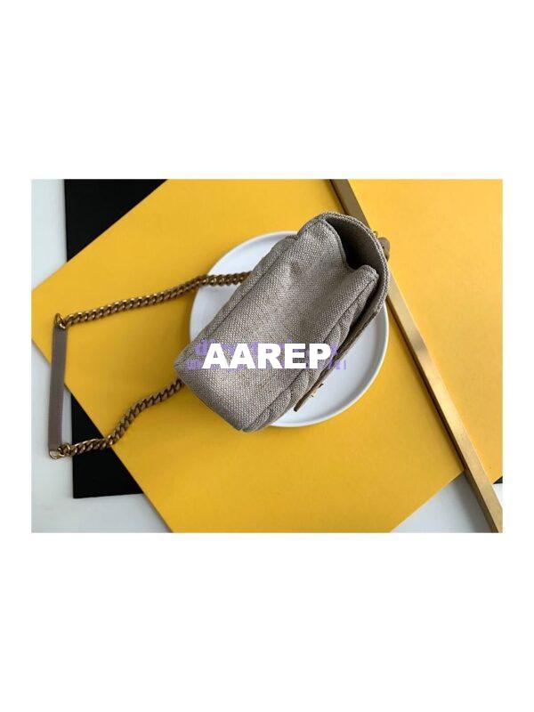 Replica YSL Saint Laurent College Medium In Quilted Linen Canvas And Leather Taupe 6002792 5