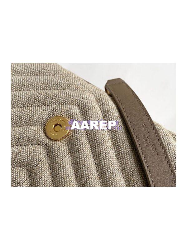 Replica YSL Saint Laurent College Medium In Quilted Linen Canvas And Leather Taupe 6002792 7