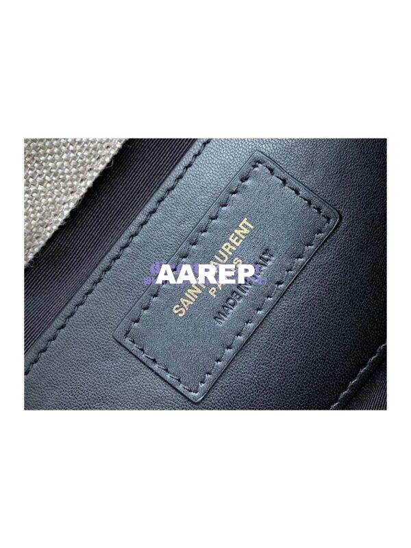 Replica YSL Saint Laurent College Medium In Quilted Linen Canvas And Leather Taupe 6002792 9