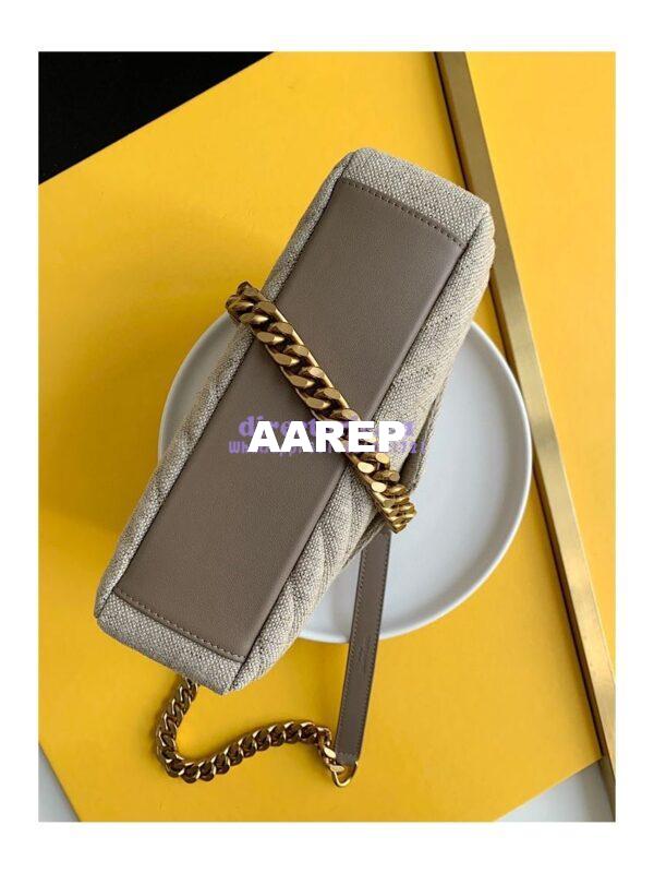 Replica YSL Saint Laurent College Medium In Quilted Linen Canvas And Leather Taupe 6002792 11