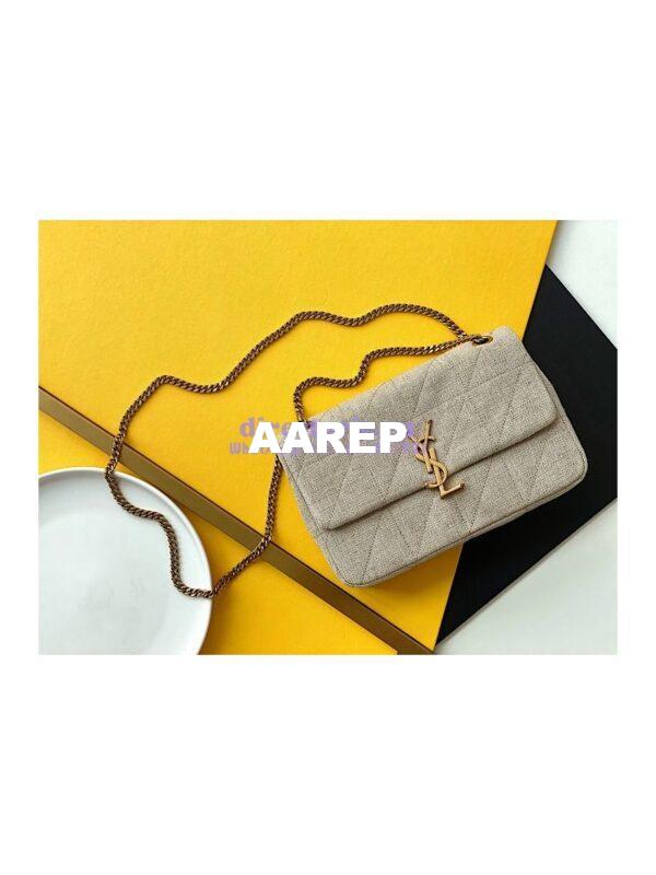Replica YSL Saint Laurent Jamie Medium "Carré Rive Gauche" Linen Taupe 634820 4