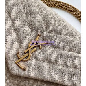 Replica YSL LouLou Medium in “Y” Quilted Linen Taupe 5749462 2