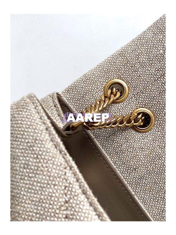 Replica YSL LouLou Medium in “Y” Quilted Linen Taupe 5749462 7