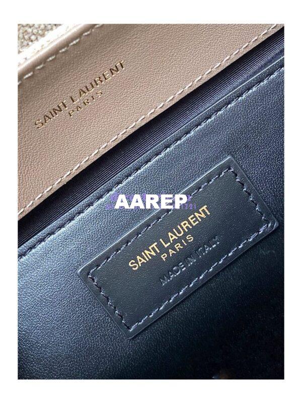 Replica YSL LouLou Medium in “Y” Quilted Linen Taupe 5749462 8