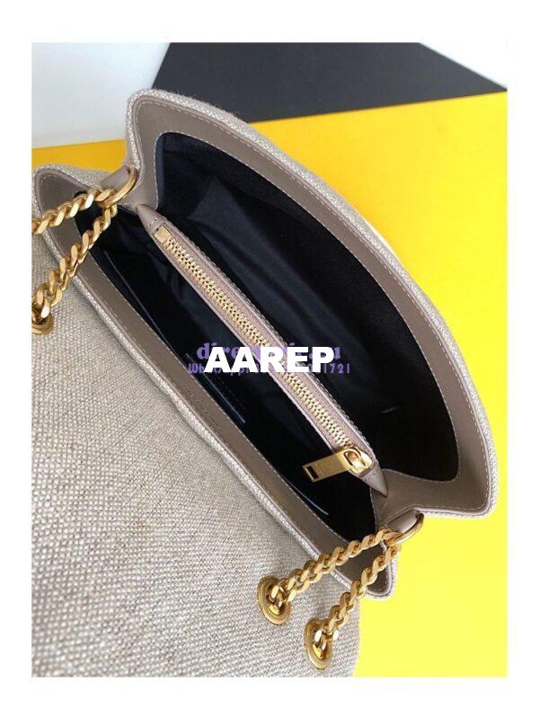 Replica YSL Saint Laurent Loulou Small in Matelassé “Y” Linen Taupe 4946992 8