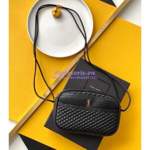 Replica YSL Saint Laurent Victoire Camera Bag in Quilted Lambskin 6489901 Black 2