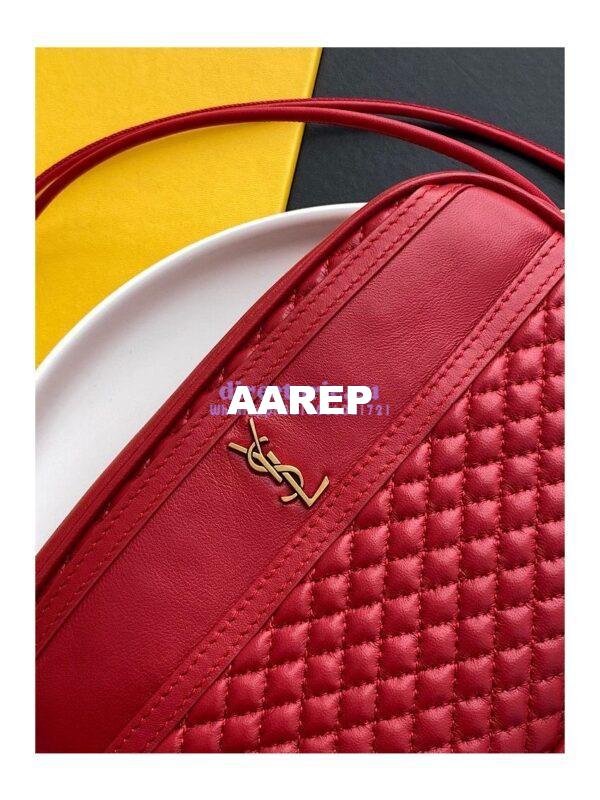 Replica YSL Saint Laurent Victoire Camera Bag in Quilted Lambskin 6489901 Rough 7