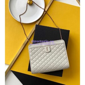 Replica YSL Saint Laurent Victoire Baby Clutch in Leather 65736118 Blanc