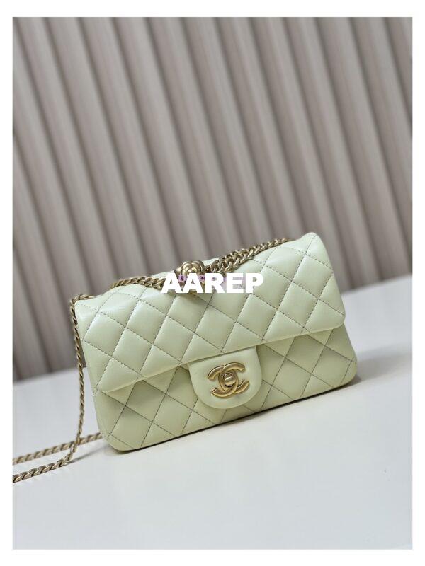 Replica Chanel Lambskin Flap Bag with Camellia Crush Chain AS4041 Light Yellow 4