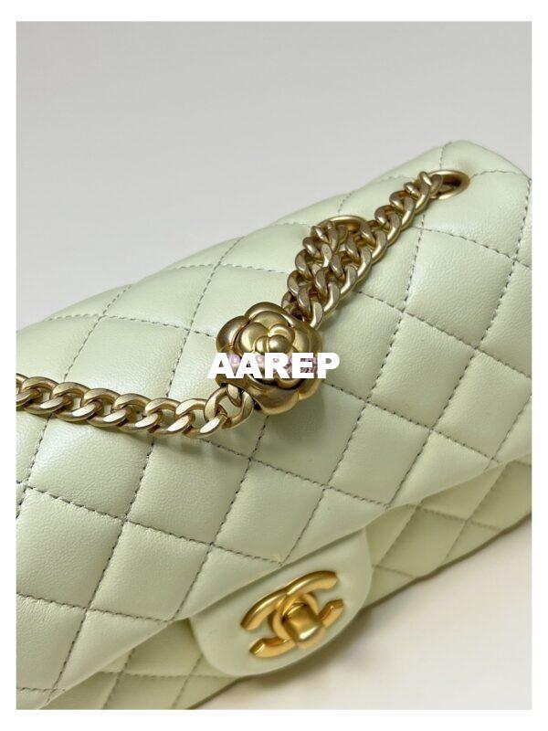 Replica Chanel Lambskin Flap Bag with Camellia Crush Chain AS4041 Light Yellow 5