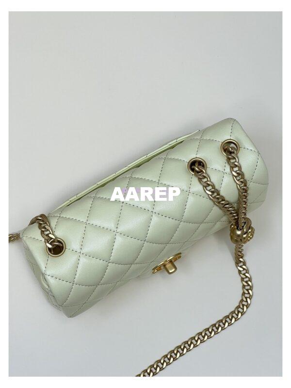Replica Chanel Lambskin Flap Bag with Camellia Crush Chain AS4041 Light Yellow 6