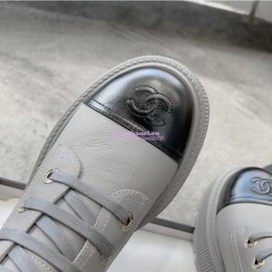 Replica Chanel 23CC Logo Calfskin Lace-Ups G45124 Grey 2