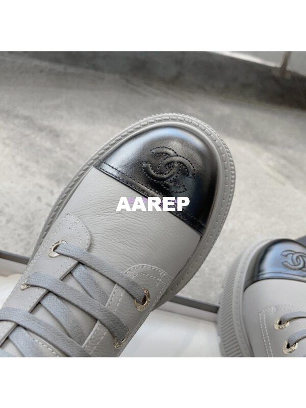Replica Chanel 23CC Logo Calfskin Lace-Ups G45124 Grey 2