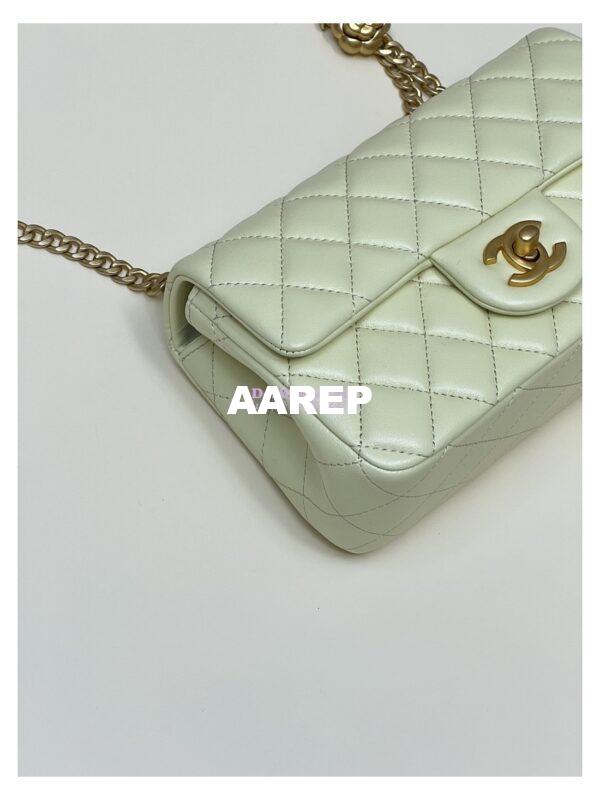 Replica Chanel Lambskin Flap Bag with Camellia Crush Chain AS4041 Light Yellow 9