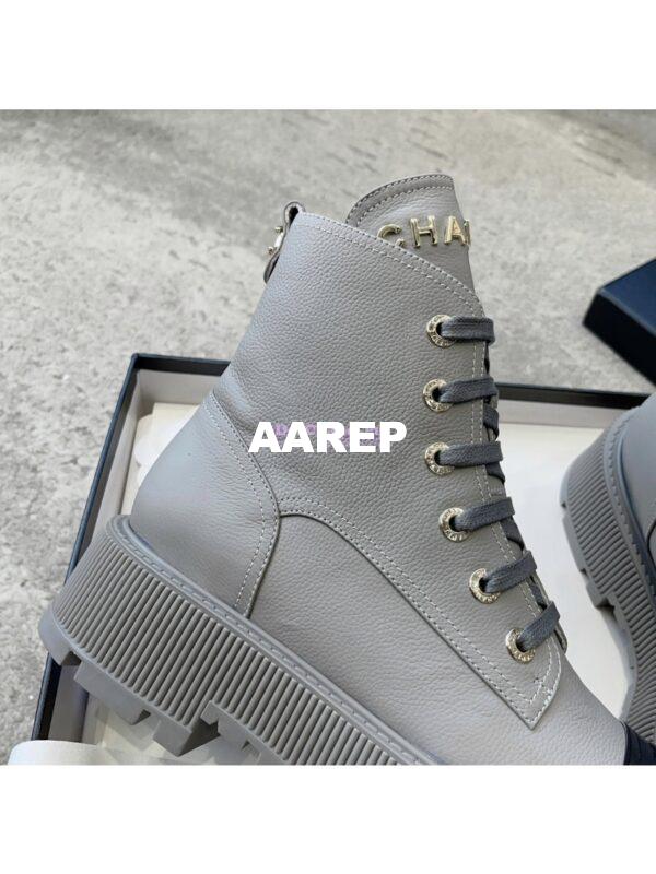 Replica Chanel 23CC Logo Calfskin Lace-Ups G45124 Grey 8