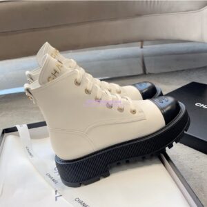 Replica Chanel 23CC Logo Calfskin Lace-Ups G45124 White 2