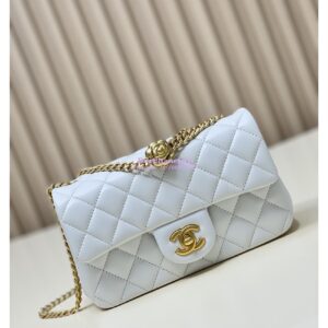 Replica Chanel Lambskin Flap Bag with Camellia Crush Chain AS4041 White