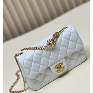 Replica Chanel Lambskin Flap Bag with Camellia Crush Chain AS4041 White 2