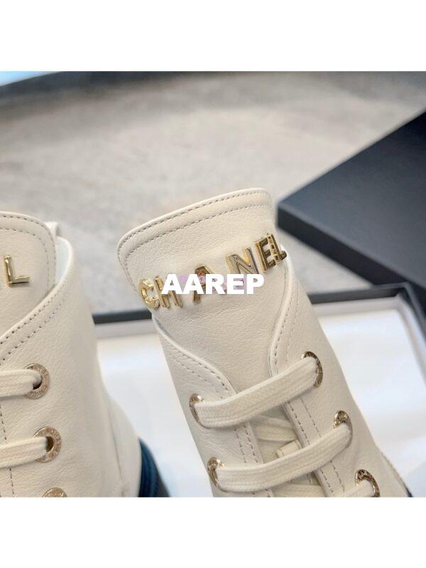 Replica Chanel 23CC Logo Calfskin Lace-Ups G45124 White 8