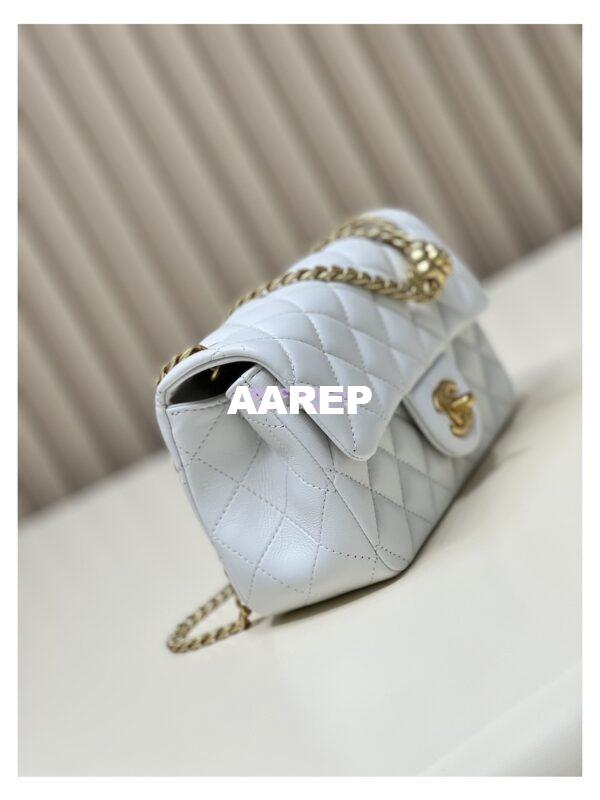 Replica Chanel Lambskin Flap Bag with Camellia Crush Chain AS4041 White 8