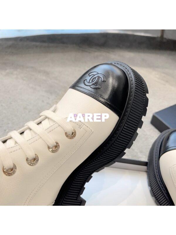 Replica Chanel 23CC Logo Calfskin Lace-Ups G45124 White 9