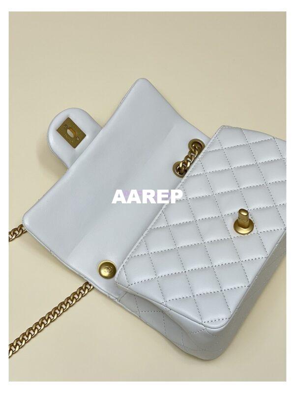 Replica Chanel Lambskin Flap Bag with Camellia Crush Chain AS4041 White 9