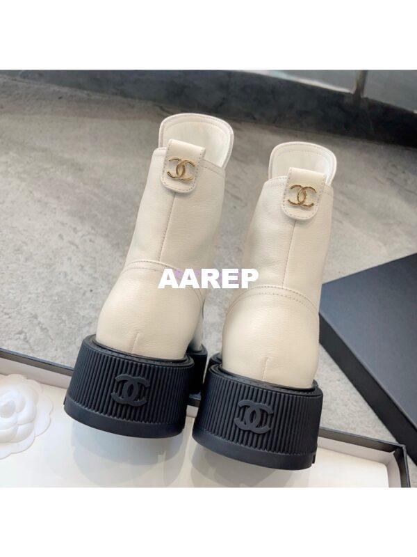 Replica Chanel 23CC Logo Calfskin Lace-Ups G45124 White 10