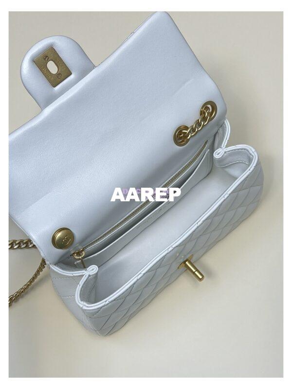 Replica Chanel Lambskin Flap Bag with Camellia Crush Chain AS4041 White 10