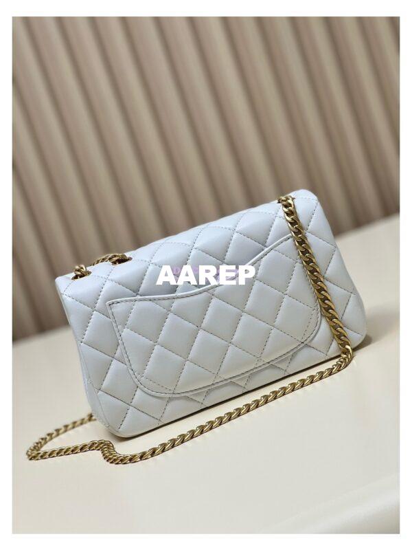 Replica Chanel Lambskin Flap Bag with Camellia Crush Chain AS4041 White 11