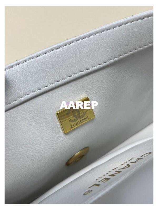 Replica Chanel Lambskin Flap Bag with Camellia Crush Chain AS4041 White 16
